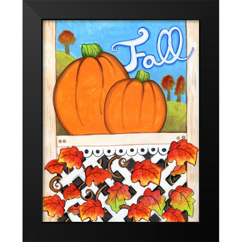 Fall Pumpkins Black Modern Wood Framed Art Print by Wade, Valarie
