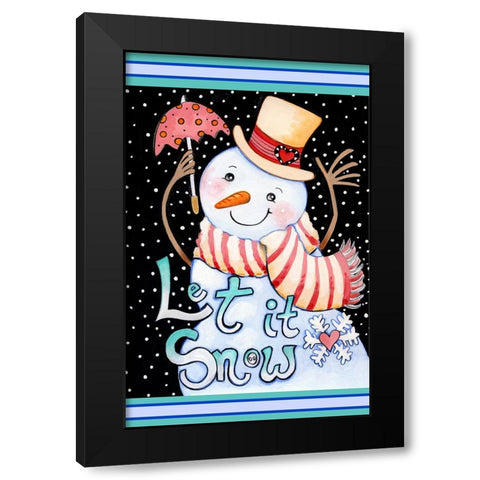 Snow Umbrella Black Modern Wood Framed Art Print with Double Matting by Wade, Valarie