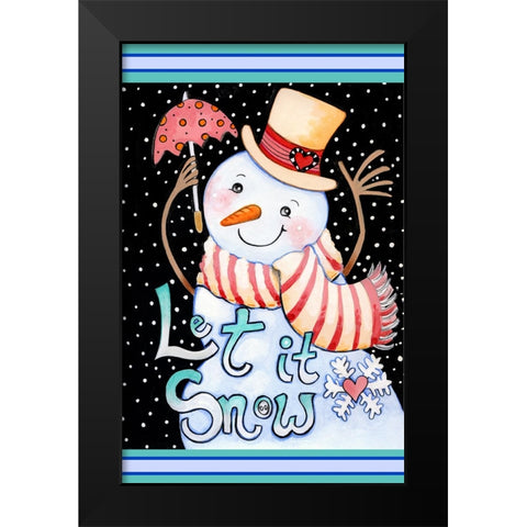 Snow Umbrella Black Modern Wood Framed Art Print by Wade, Valarie