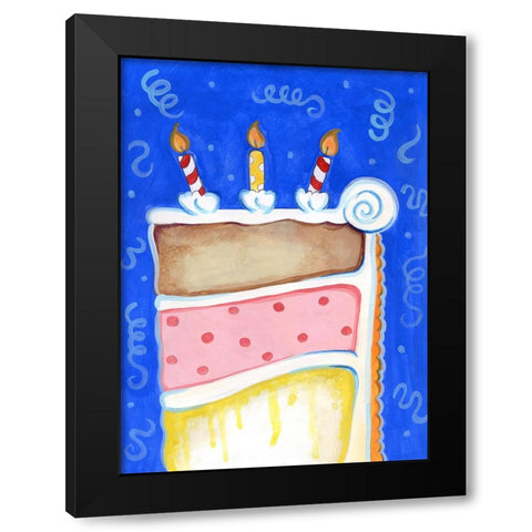 Birthday Cake Blue Black Modern Wood Framed Art Print by Wade, Valarie