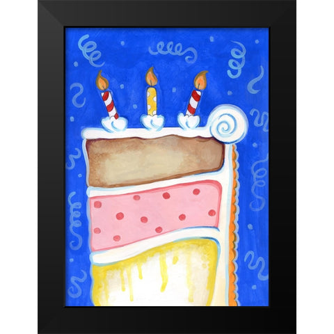 Birthday Cake Blue Black Modern Wood Framed Art Print by Wade, Valarie