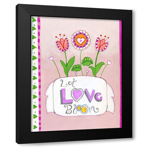 Let Love Bloom Black Modern Wood Framed Art Print by Wade, Valarie