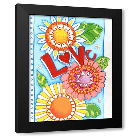 Love Blossom Black Modern Wood Framed Art Print by Wade, Valarie