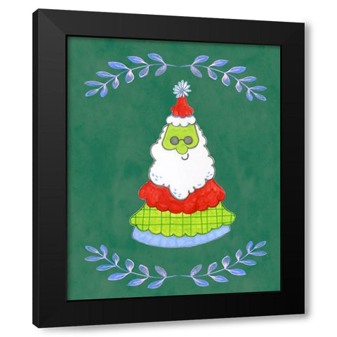 Oh Santa Tree Black Modern Wood Framed Art Print with Double Matting by Wade, Valarie