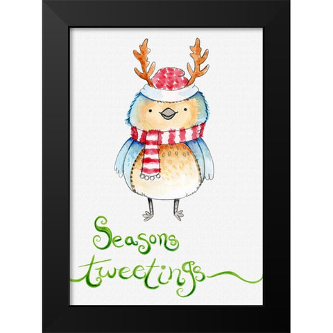 Reindeer Tweet Black Modern Wood Framed Art Print by Wade, Valarie