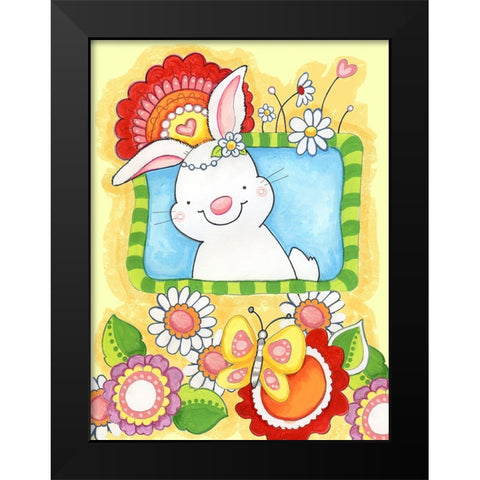 Spring Bunny Black Modern Wood Framed Art Print by Wade, Valarie