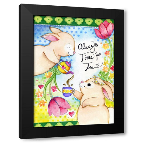 Time for Tea Black Modern Wood Framed Art Print with Double Matting by Wade, Valarie