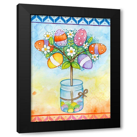 Egg Tree Black Modern Wood Framed Art Print by Wade, Valarie
