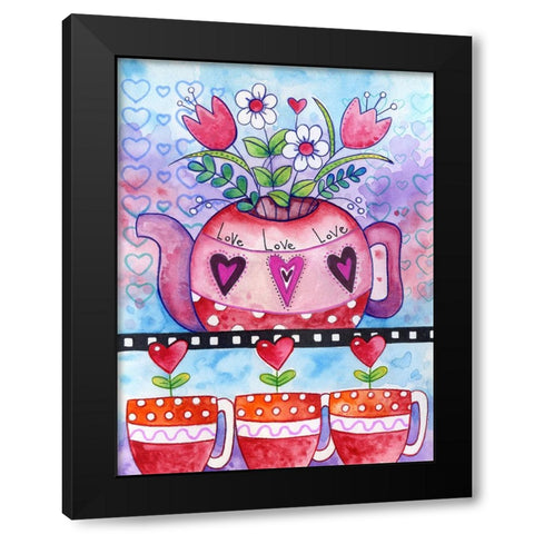 Love You Tea Black Modern Wood Framed Art Print with Double Matting by Wade, Valarie