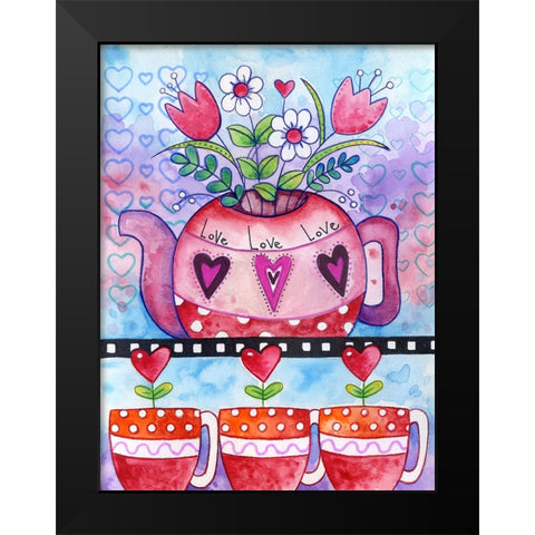 Love You Tea Black Modern Wood Framed Art Print by Wade, Valarie