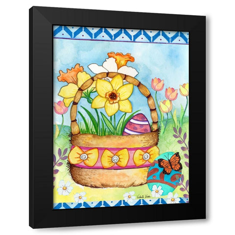 Basket Black Modern Wood Framed Art Print by Wade, Valarie