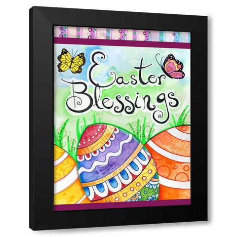 Easter Eggs Black Modern Wood Framed Art Print with Double Matting by Wade, Valarie