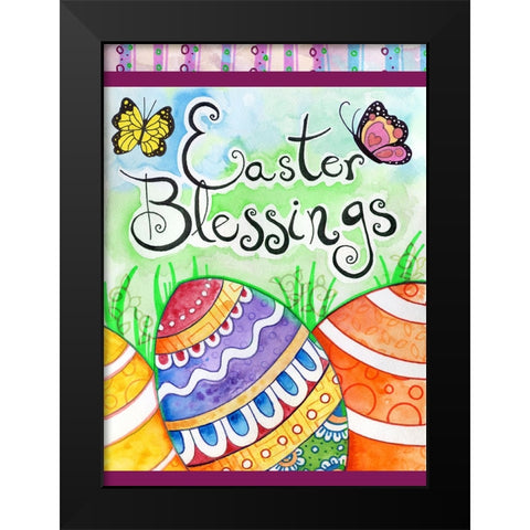 Easter Eggs Black Modern Wood Framed Art Print by Wade, Valarie