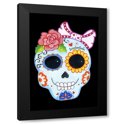 Sugar Skull Black Modern Wood Framed Art Print with Double Matting by Wade, Valarie