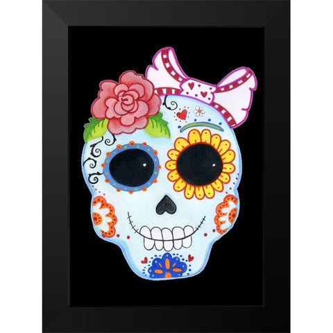 Sugar Skull Black Modern Wood Framed Art Print by Wade, Valarie