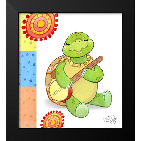 Turtles Banjo Black Modern Wood Framed Art Print by Wade, Valarie