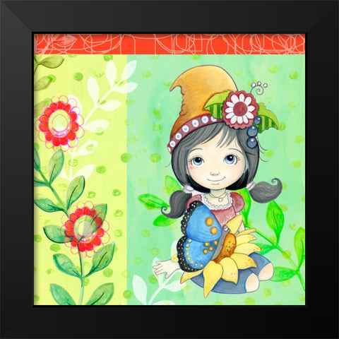 Little Friends Black Modern Wood Framed Art Print by Wade, Valarie