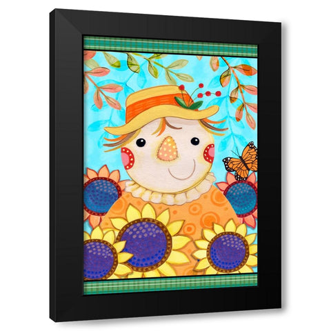 Happy Scarecrow Black Modern Wood Framed Art Print by Wade, Valarie