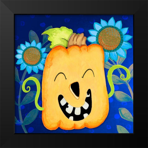 Happy Pumpkin 1 Black Modern Wood Framed Art Print by Wade, Valarie