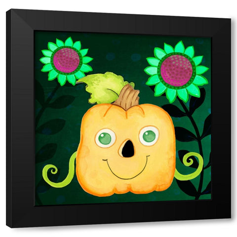 Happy Pumpkin 2 Black Modern Wood Framed Art Print with Double Matting by Wade, Valarie