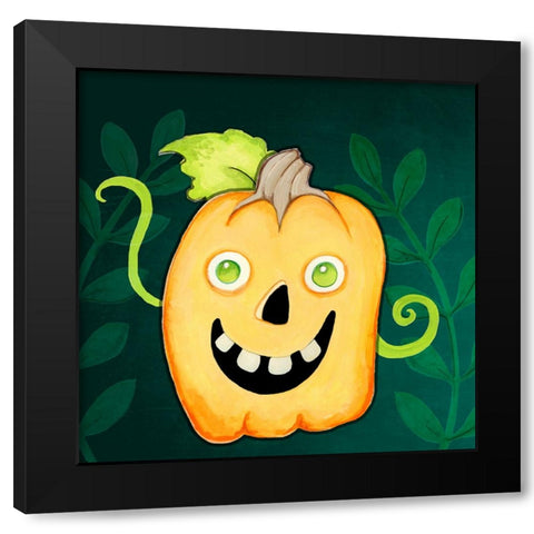 Happy Pumpkin 3 Black Modern Wood Framed Art Print by Wade, Valarie