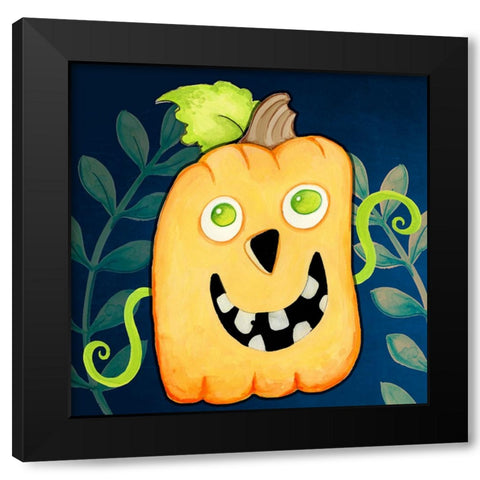 Happy Pumpkin 4 Black Modern Wood Framed Art Print by Wade, Valarie