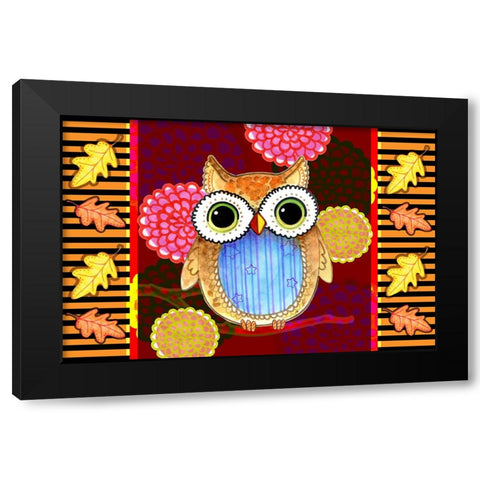 Fall Owl Black Modern Wood Framed Art Print by Wade, Valarie