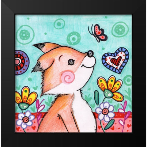 Foxyfriend Black Modern Wood Framed Art Print by Wade, Valarie