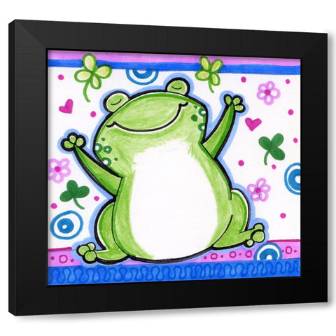 Happy Frog Black Modern Wood Framed Art Print by Wade, Valarie