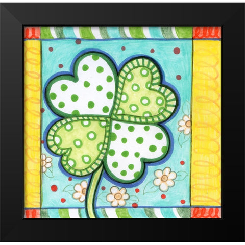 Polka Dot Clover Black Modern Wood Framed Art Print by Wade, Valarie