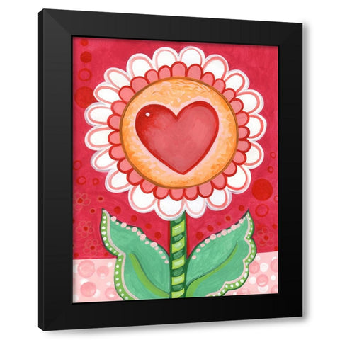 Love Flower Black Modern Wood Framed Art Print with Double Matting by Wade, Valarie