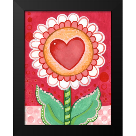 Love Flower Black Modern Wood Framed Art Print by Wade, Valarie