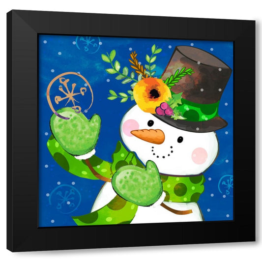 Catch A Snowflake Black Modern Wood Framed Art Print by Wade, Valarie