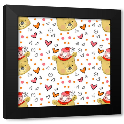 Happy Bear Black Modern Wood Framed Art Print with Double Matting by Wade, Valarie