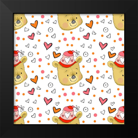 Happy Bear Black Modern Wood Framed Art Print by Wade, Valarie