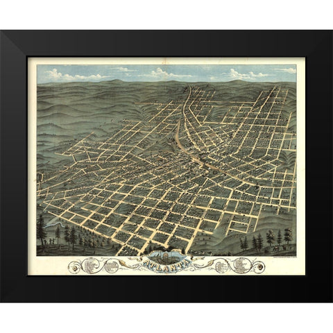 Atlanta Map II Black Modern Wood Framed Art Print by Vintage Apple Collection