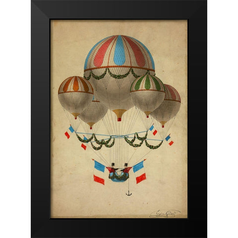 Hot Air Balloon 17 Black Modern Wood Framed Art Print by Vintage Apple Collection