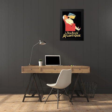 Le Bon Bock Atlantique Black Modern Wood Framed Art Print by Vintage Apple Collection
