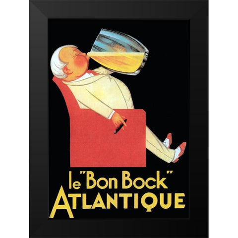 Le Bon Bock Atlantique Black Modern Wood Framed Art Print by Vintage Apple Collection
