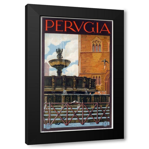 Perugia Black Modern Wood Framed Art Print with Double Matting by Vintage Apple Collection