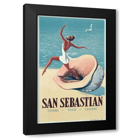 San Sebastian Black Modern Wood Framed Art Print by Vintage Apple Collection