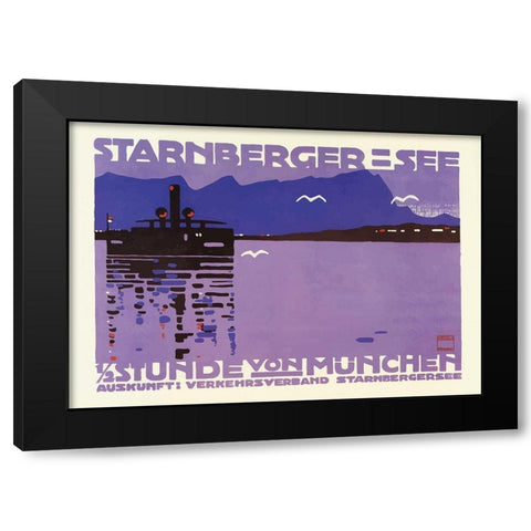 Starnberger See Black Modern Wood Framed Art Print with Double Matting by Vintage Apple Collection