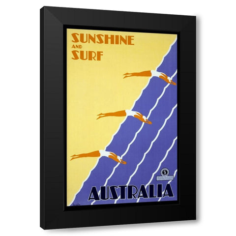 Sunshine and Surf Australia Black Modern Wood Framed Art Print with Double Matting by Vintage Apple Collection