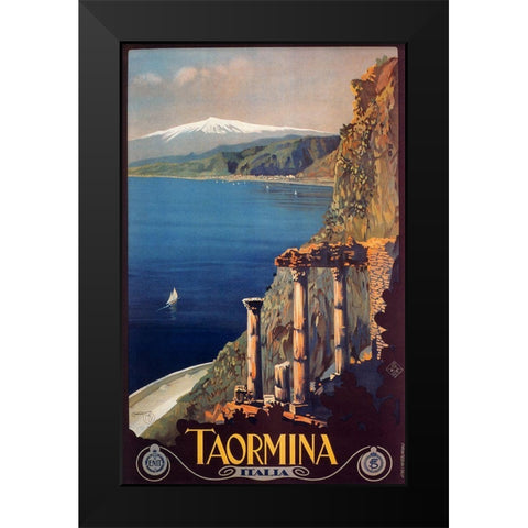 Taormina Black Modern Wood Framed Art Print by Vintage Apple Collection