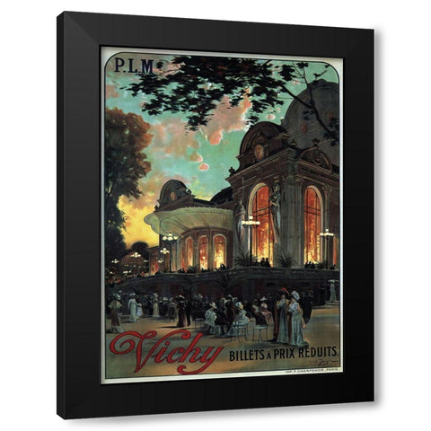 Vichy France Black Modern Wood Framed Art Print by Vintage Apple Collection