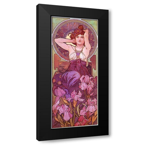 Mucha Amethyst  Black Modern Wood Framed Art Print by Vintage Apple Collection