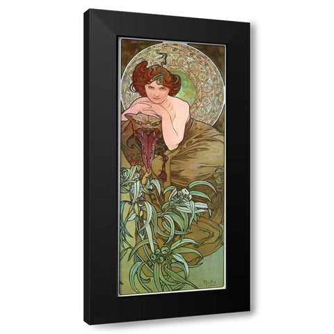Mucha Emeraude Black Modern Wood Framed Art Print by Vintage Apple Collection