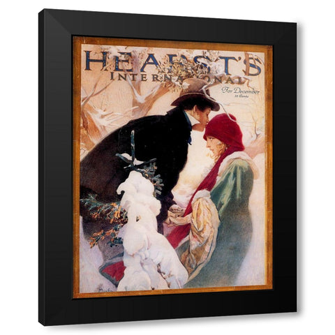 Mucha Hearst Black Modern Wood Framed Art Print with Double Matting by Vintage Apple Collection
