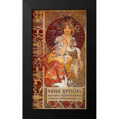 Mucha Guide Officiel Black Modern Wood Framed Art Print by Vintage Apple Collection