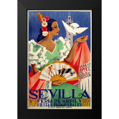 Sevilla 1922 Black Modern Wood Framed Art Print by Vintage Apple Collection